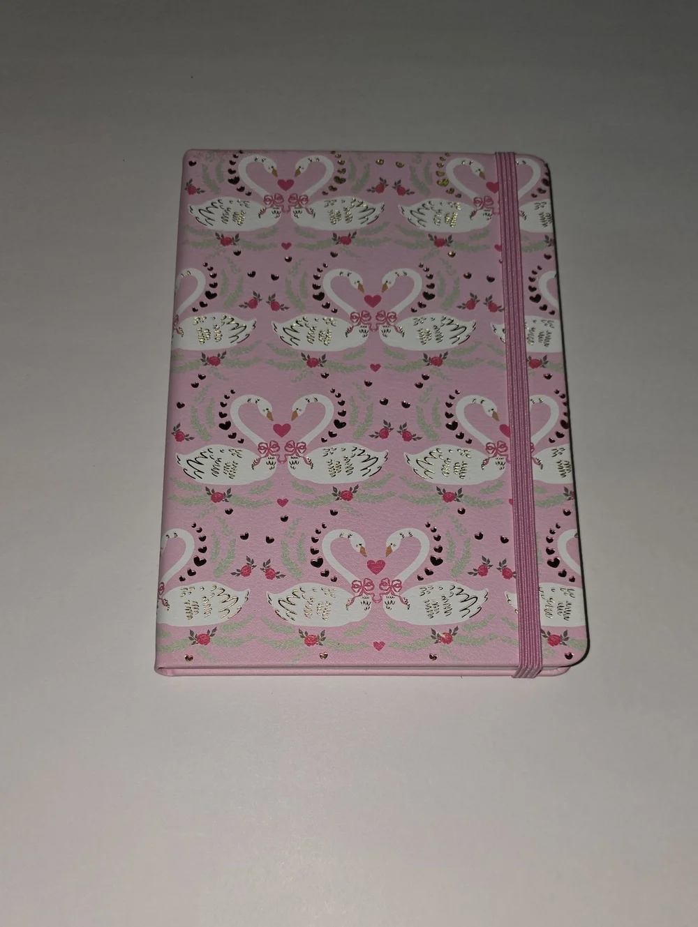 Pink Swan Pattern Hardcover Notebook